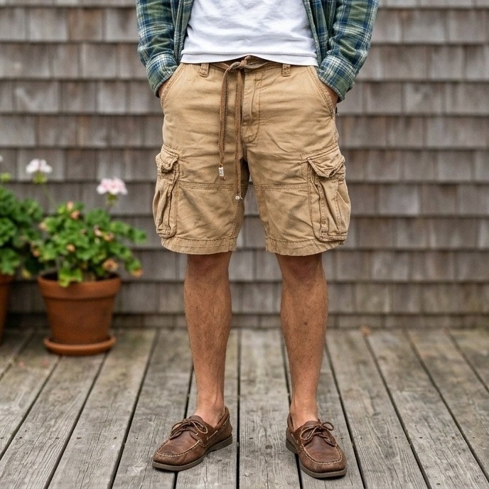 Vintage Y2k Abercrombie & Fitch Shorts Men 33 Tan Cargo Pockets Parachute Rugged